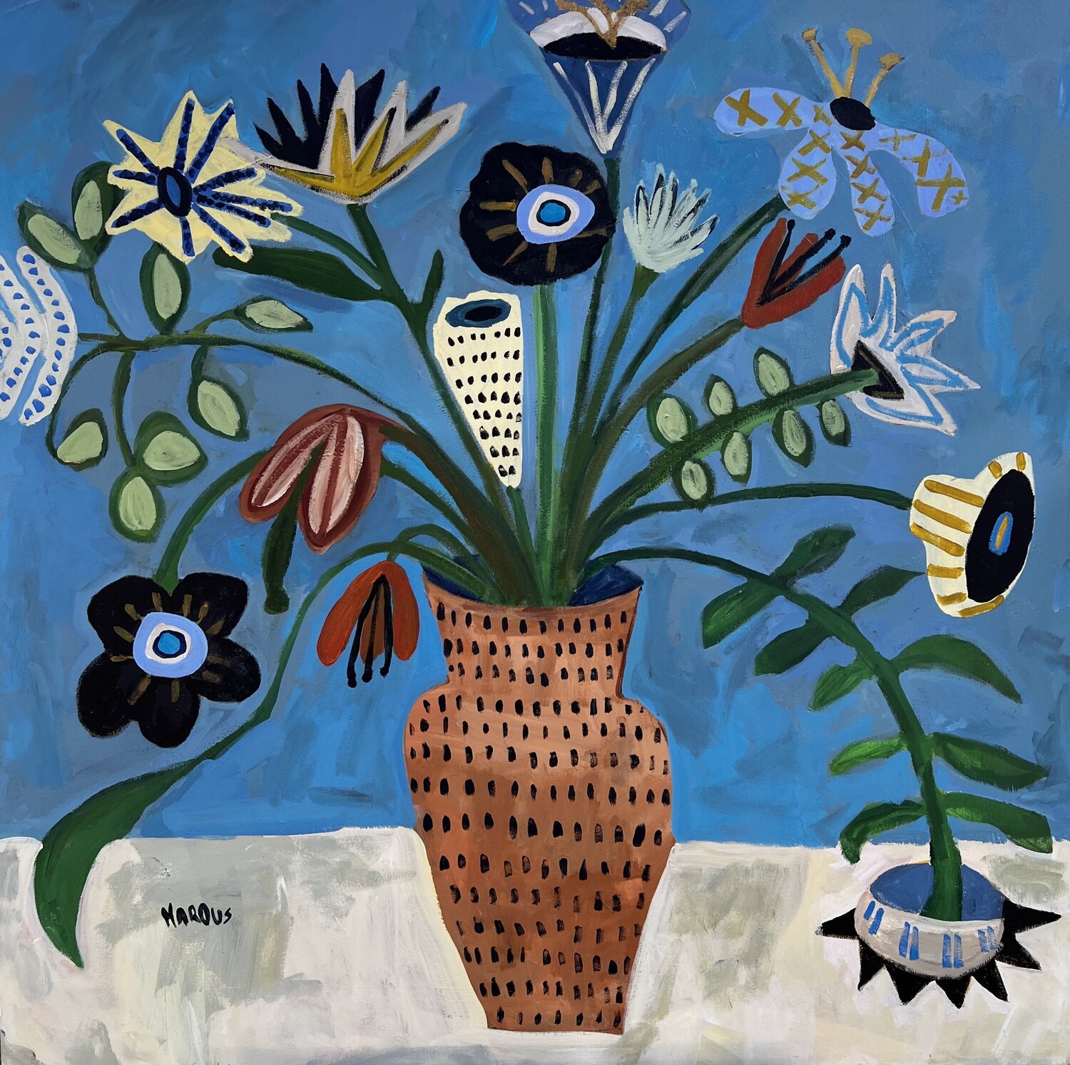 Blue Folie Anna Marous Originalgemälde zu verkaufen