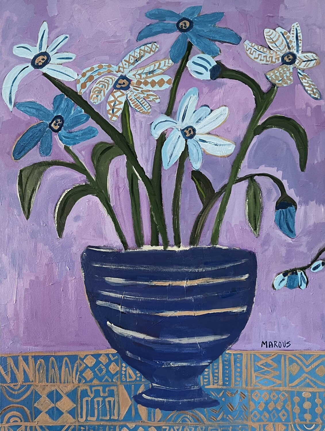 Anemones and Ceramic Anna Marous Originalgemälde zu verkaufen