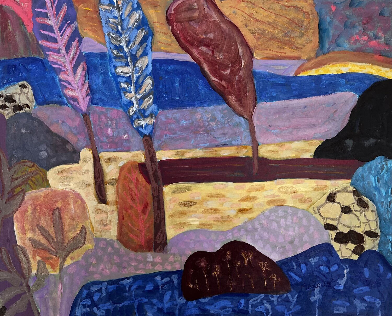Three Trees Anna Marous Originalgemälde zu verkaufen
