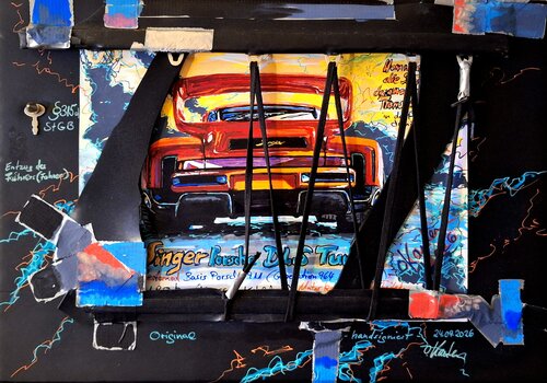 Entzug des Führers eines Singer Porsche 911 DLS Turbo (Heckansicht) von Olaf Kaulen, Malerei kaufen auf Select