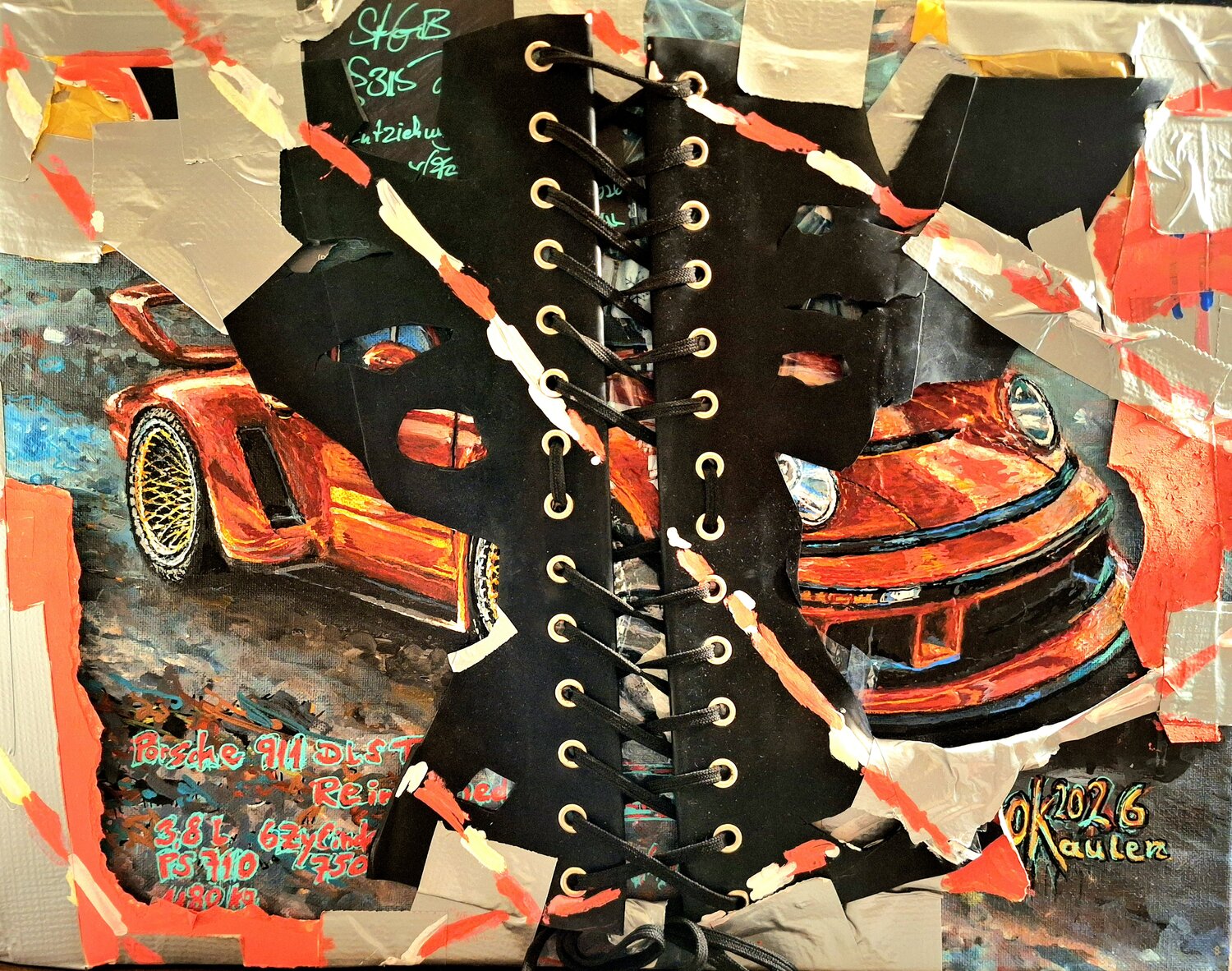 Entzug des Führers eines Singer Porsche 911 DLS Turbo Olaf Kaulen Originalgemälde zu verkaufen