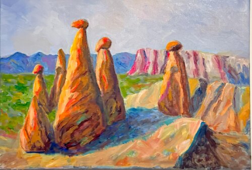 Fairy Chimneys in Cappadocia by Zeynep Sebla Elbir, Painting for Sale on Select