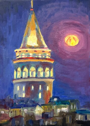 The Galata Tower in Istanbul von Zeynep Sebla Elbir, Malerei kaufen auf Select