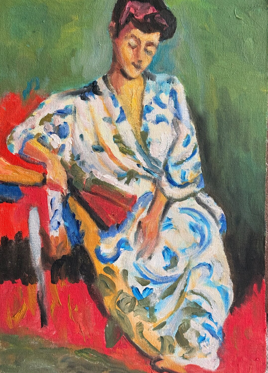 Woman in a Shawl Zeynep Sebla Elbir Originalgemälde zu verkaufen