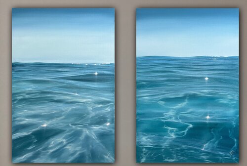 Ocean And Sun - Diptych by Eva Volf, Painting for Sale on Select