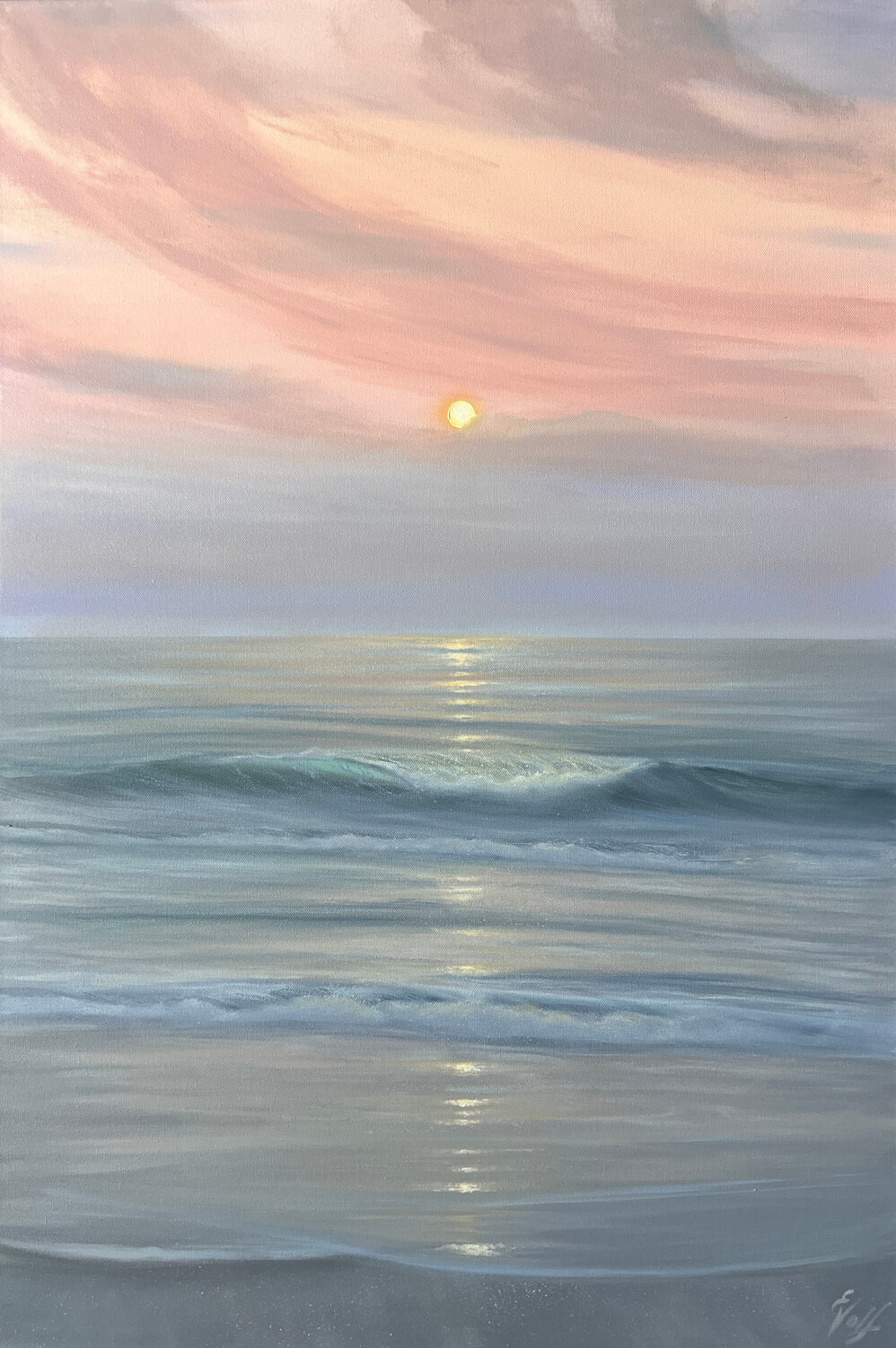 Moonrise Clouds Eva Volf Original painting for sale