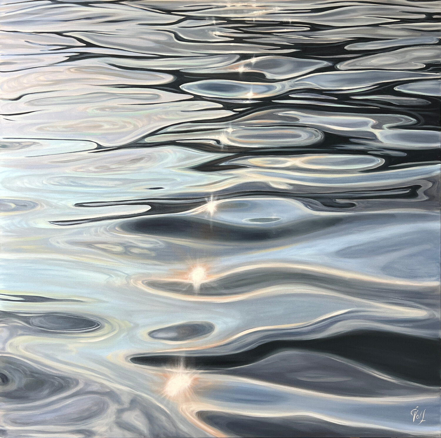 Serenity in Blue Eva Volf Original painting for sale
