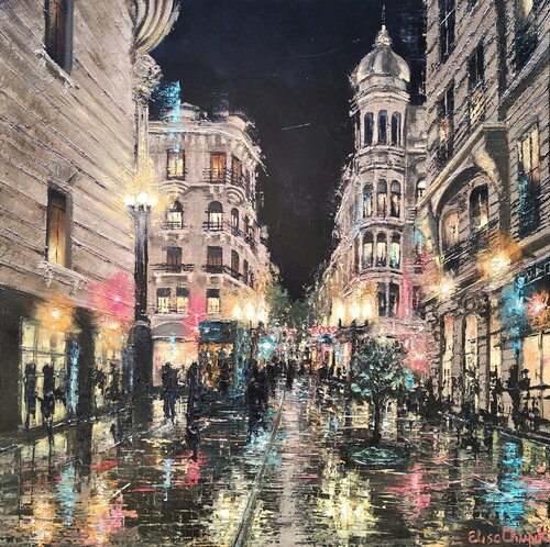 Rosario de noche. Argentina von Elisa Chupik, Malerei kaufen auf Select