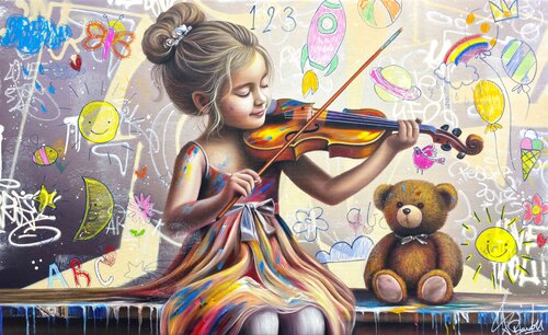 La Jeune Fille Au Violon by Vincent Bardou, Painting for Sale on Select