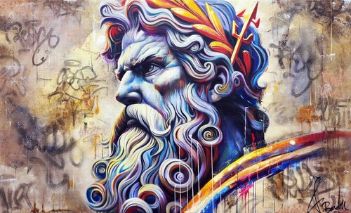 Zeus Street Art by Vincent Bardou, Painting for Sale on Select
