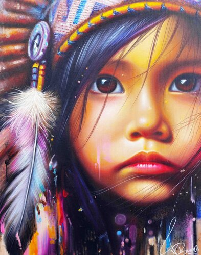 American Indian by Vincent Bardou, Painting for Sale on Select