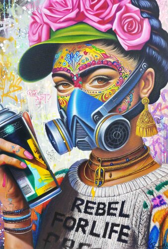 Frida Kahlo Street Art by Vincent Bardou, Painting for Sale on Select