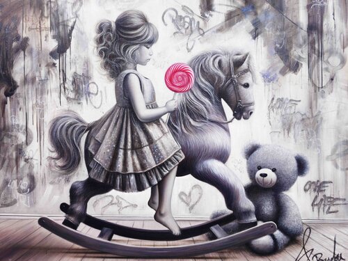 La Fillette Au Cheval à Bascule by Vincent Bardou, Painting for Sale on Select