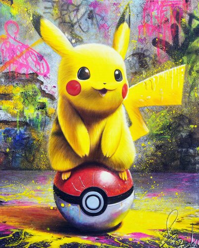 Pikachu et sa Pokeball by Vincent Bardou, Painting for Sale on Select