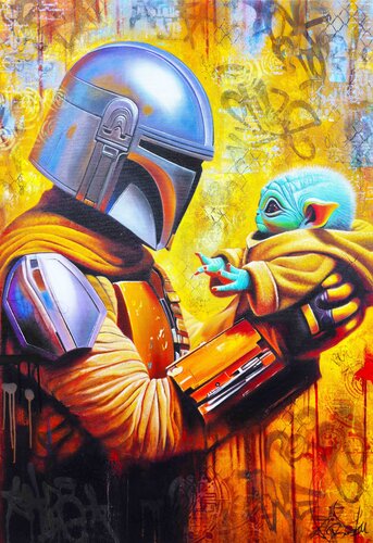 The Mandalorian & Grogu by Vincent Bardou, Painting for Sale on Select