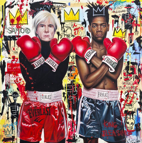 Basquiat et Warhol Boxing by Vincent Bardou, Painting for Sale on Select