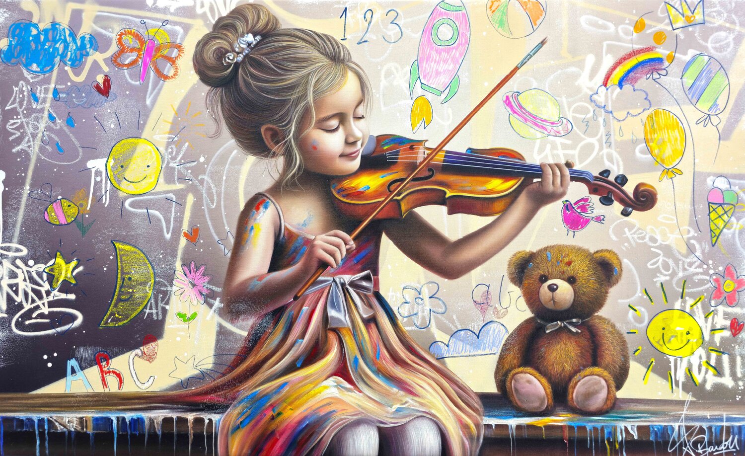 La Jeune Fille Au Violon Vincent Bardou Original painting for sale