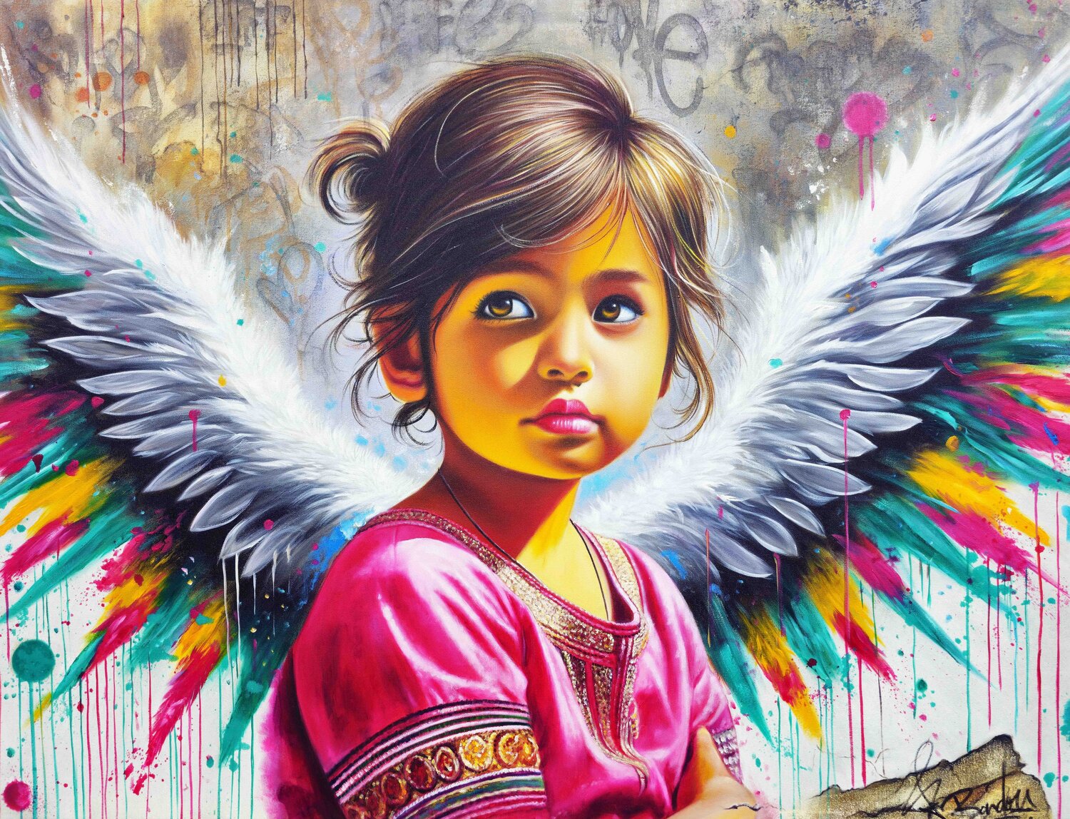 L'ange de L'innocence Vincent Bardou Original painting for sale