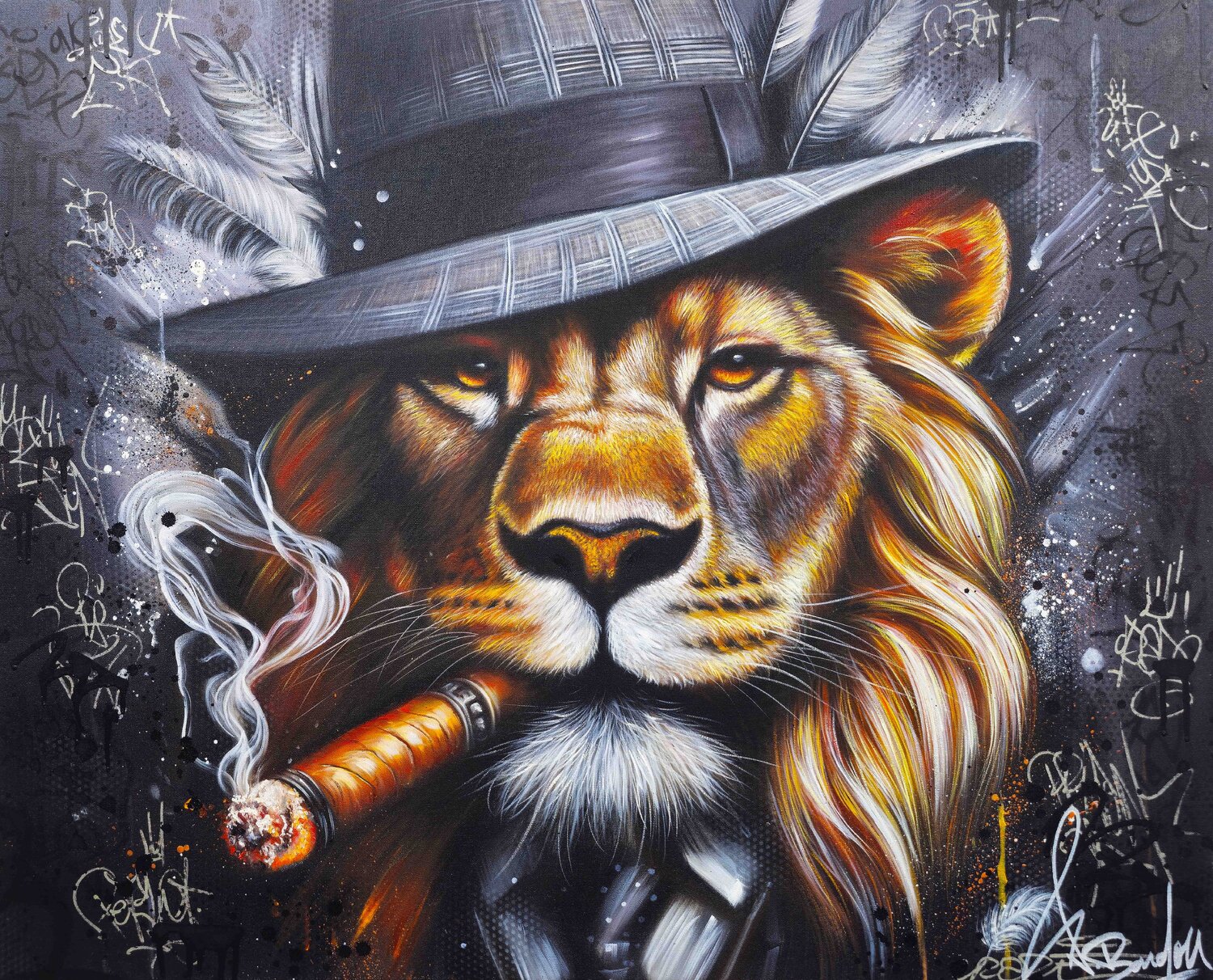 Lion Mafia Vincent Bardou Original painting for sale