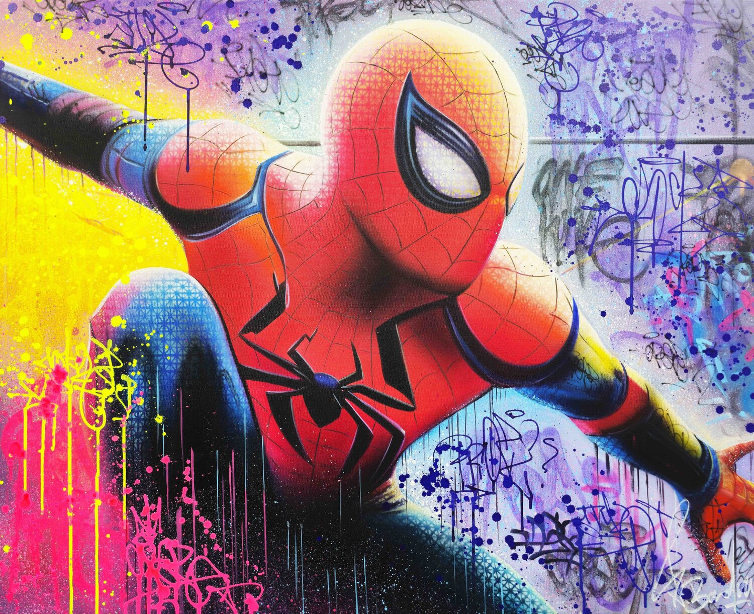 Spider-man City Vincent Bardou Original painting for sale