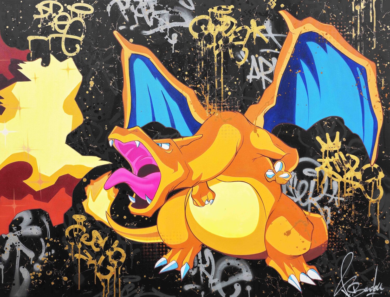 Charizard Base Set Vincent Bardou Original painting for sale