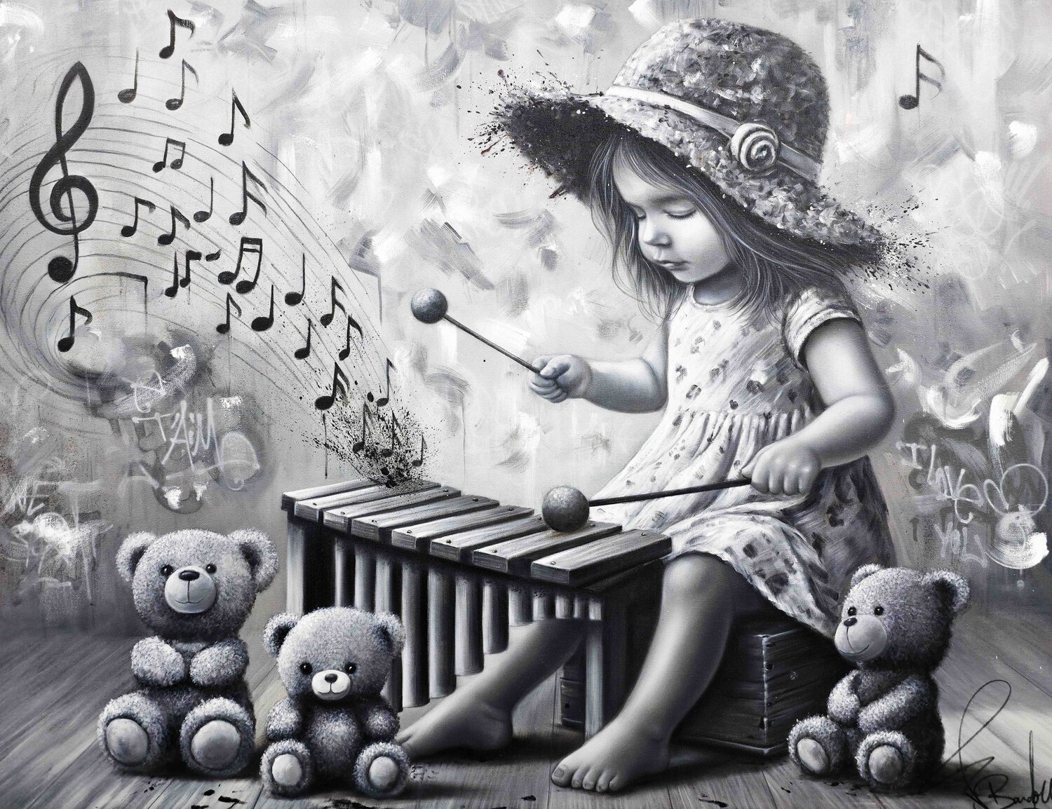 La Petite Fille Au Xylophone Vincent Bardou Original painting for sale