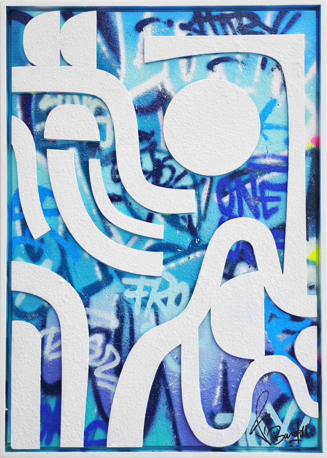 Urban Blue Abstract Vincent Bardou Original painting for sale