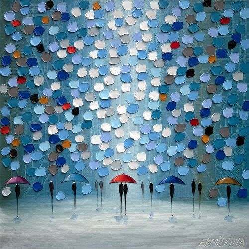 Umbrella Parade by Ekaterina Ermilkina, Painting for Sale on Select