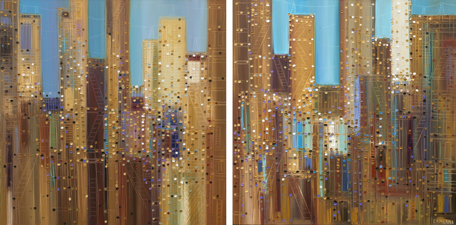 Urban Empire (diptych) Ekaterina Ermilkina Original painting for sale
