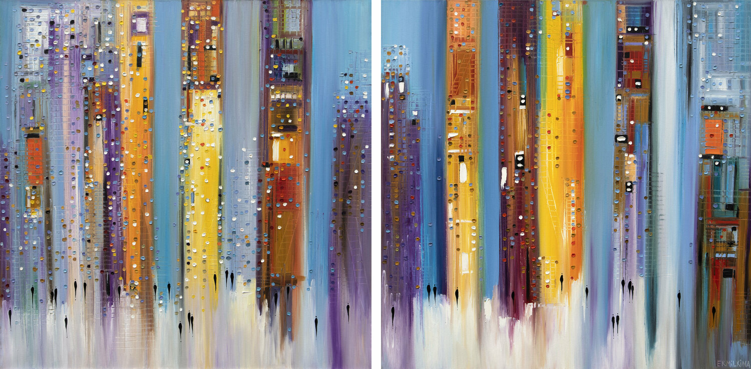 City Inspiration (diptych) Ekaterina Ermilkina Original painting for sale
