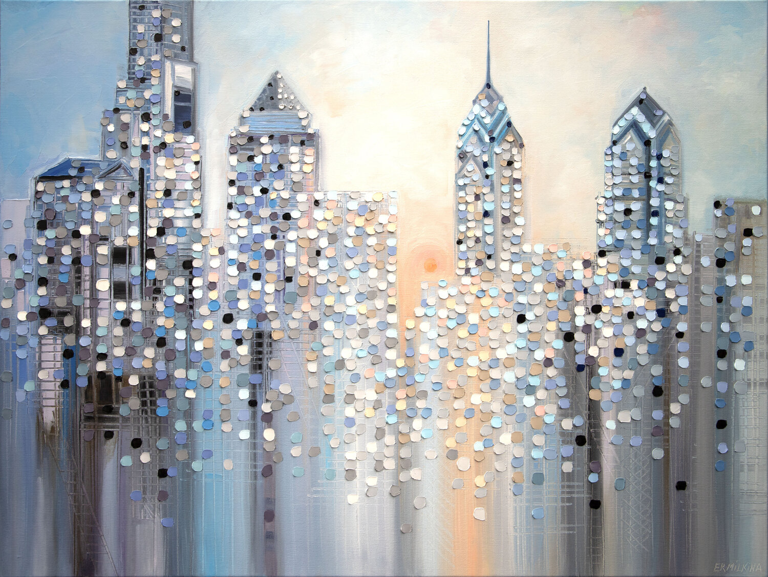 Sunrise In Philadelphia Ekaterina Ermilkina Original painting for sale