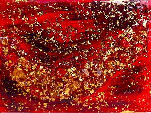 Gold River 24 Karat red  mini 3-4-25-02 von Rudi Art Peters, Malerei kaufen auf Select