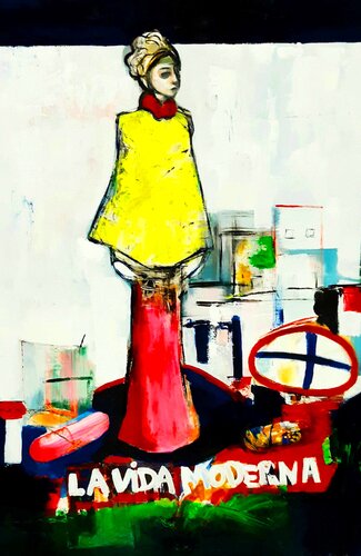 La vida moderna by Roberto Gutiérrez Currás, Painting for Sale on Select