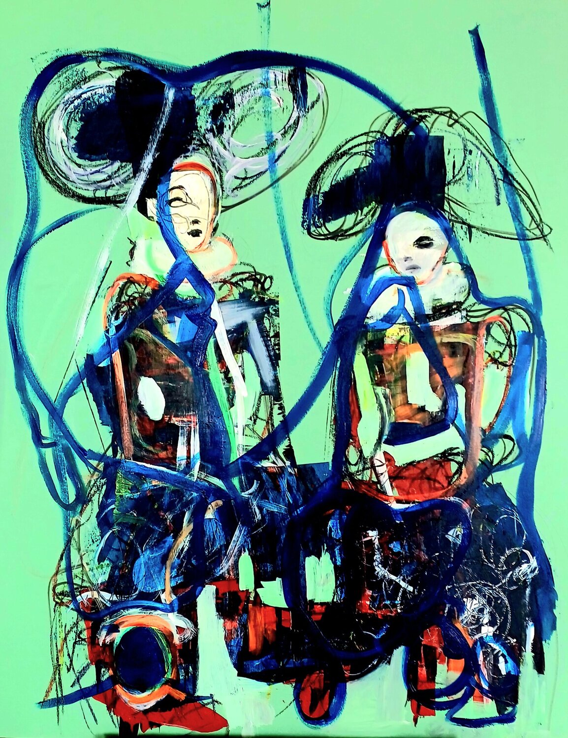 Mujeres a caballo Roberto Gutiérrez Currás Original painting for sale