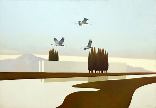 Passo delle gru by Cesare Reggiani, Painting for Sale on Select