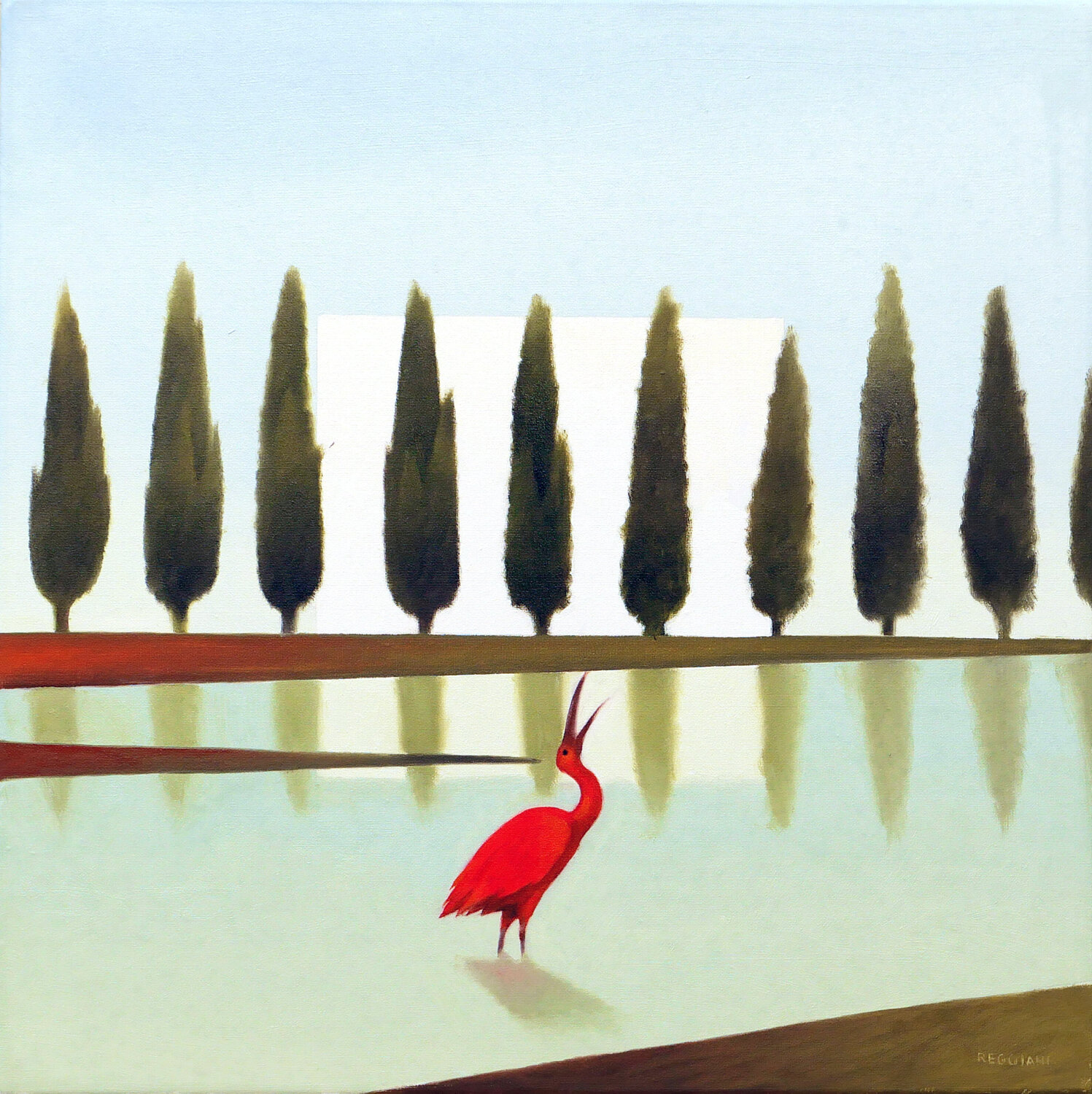 Il viale del canto Cesare Reggiani Original painting for sale