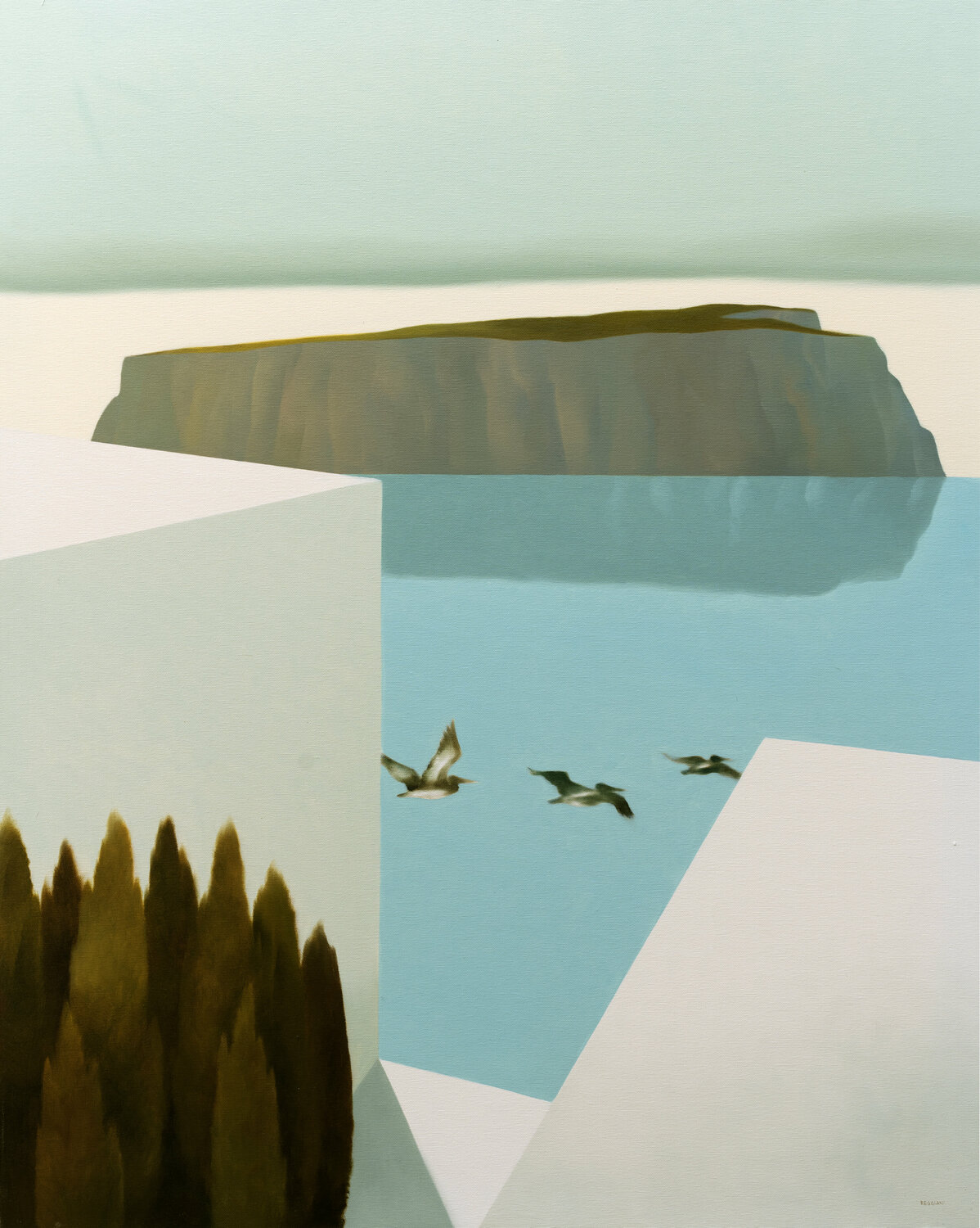 L'isola di fronte Cesare Reggiani Original painting for sale
