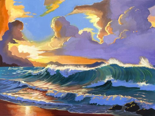 Rolling Waves on the Shore by Gordon Bruce, Painting for Sale on Select