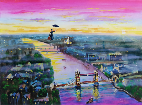 Mary Poppins "Up to the highest height" by Gordon Bruce, Painting for Sale on Select