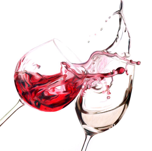 Red and White Wine Splash by Paul Stowe, Drawing for Sale on Select