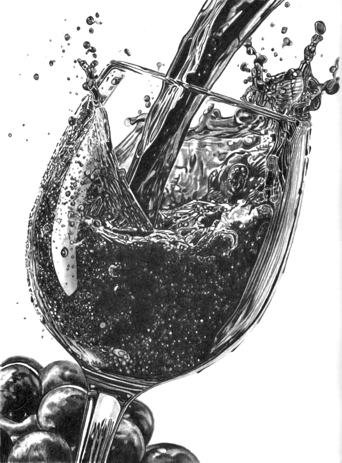 Red Wine Splash #2 Paul Stowe Drawing for sale