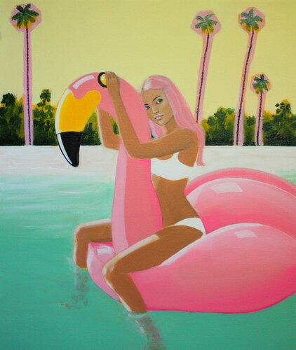 PINK FLAMINGO by Petra Kaindel, Painting for Sale on Select