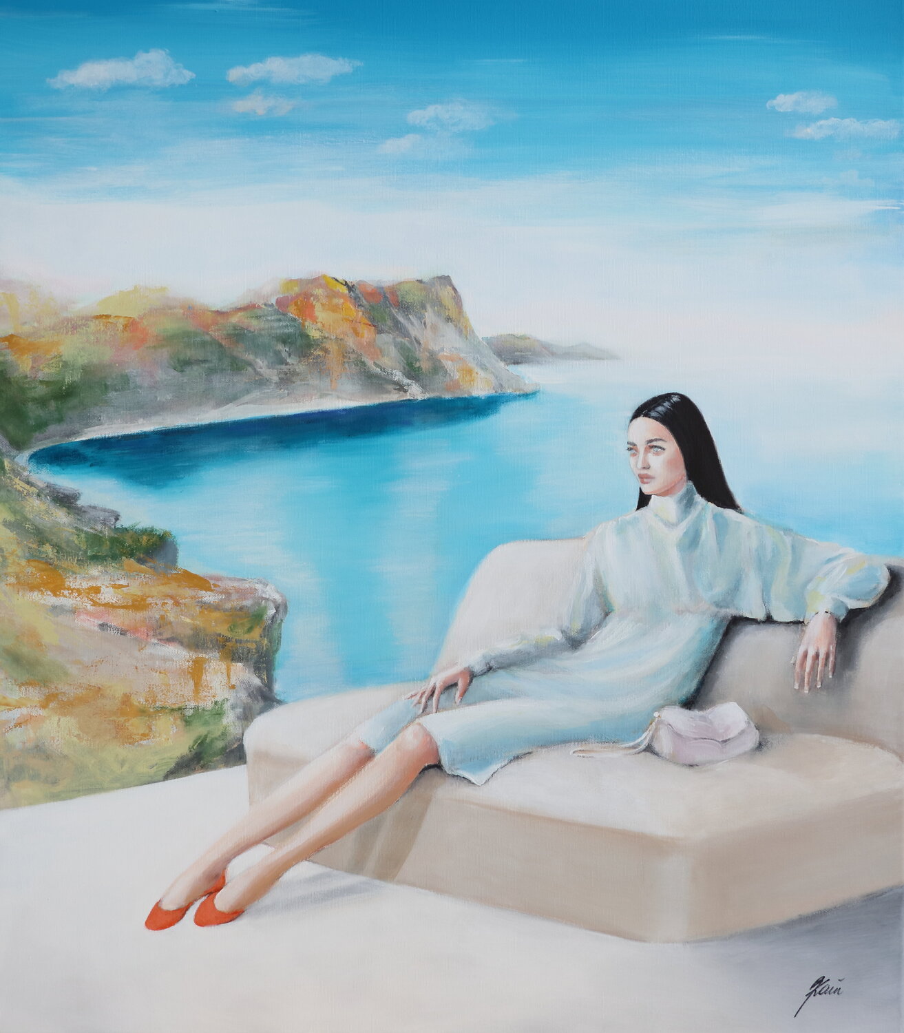 DER EINZIGE ORT OHNE IDIOTEN Petra Kaindel Original painting for sale