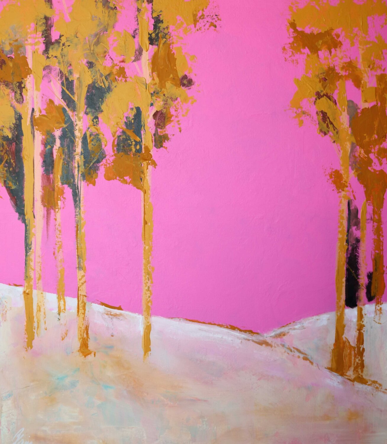GOLDEN TREES Petra Kaindel Original painting for sale