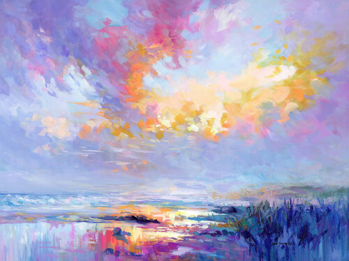 Sunset seascape painting by Leon Devenice, Painting for Sale on Select