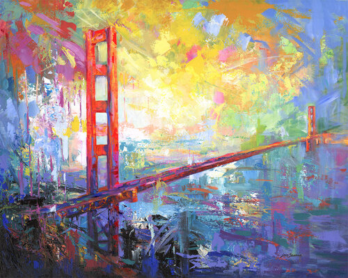 Golden Gate Bridge painting by Leon Devenice, Painting for Sale on Select