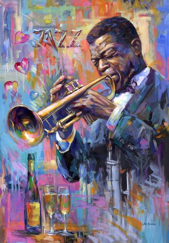 Champagne and Jazz by Leon Devenice, Painting for Sale on Select
