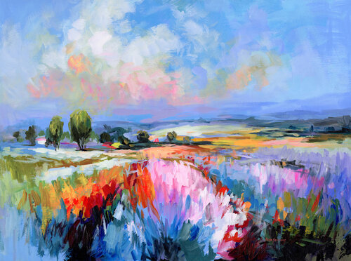Tuscan Countryside Bloom by Leon Devenice, Painting for Sale on Select