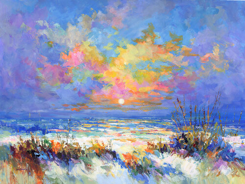 Coastal Sunset Impressions by Leon Devenice, Painting for Sale on Select