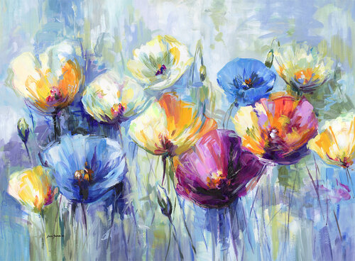 Joyful Poppies in Spring Light by Leon Devenice, Painting for Sale on Select